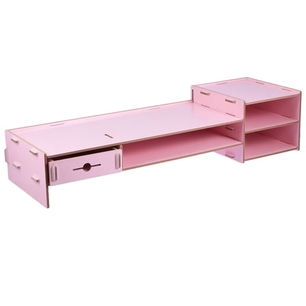 Pretyzoom Desktop Monitor Stand with Drawers Storage for Users Pink 1Pcs Back to School
