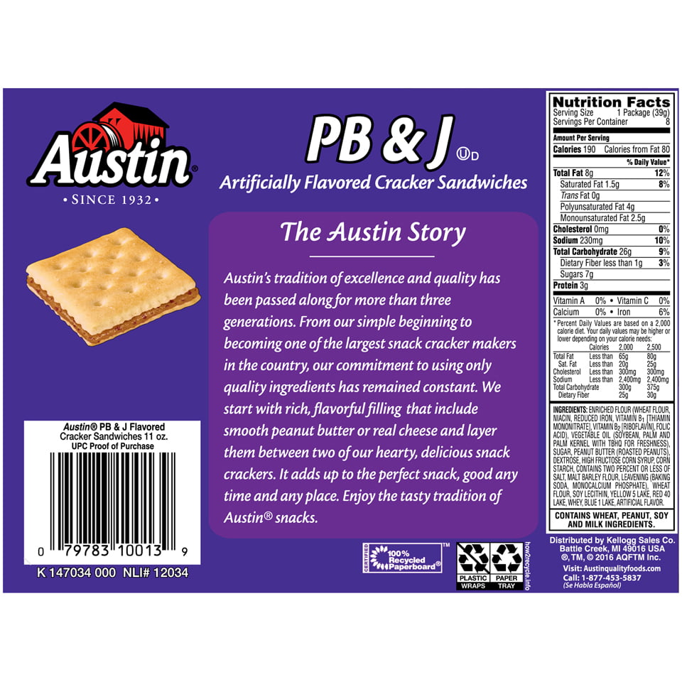 Austin peanut butter cheese crackers ingredients