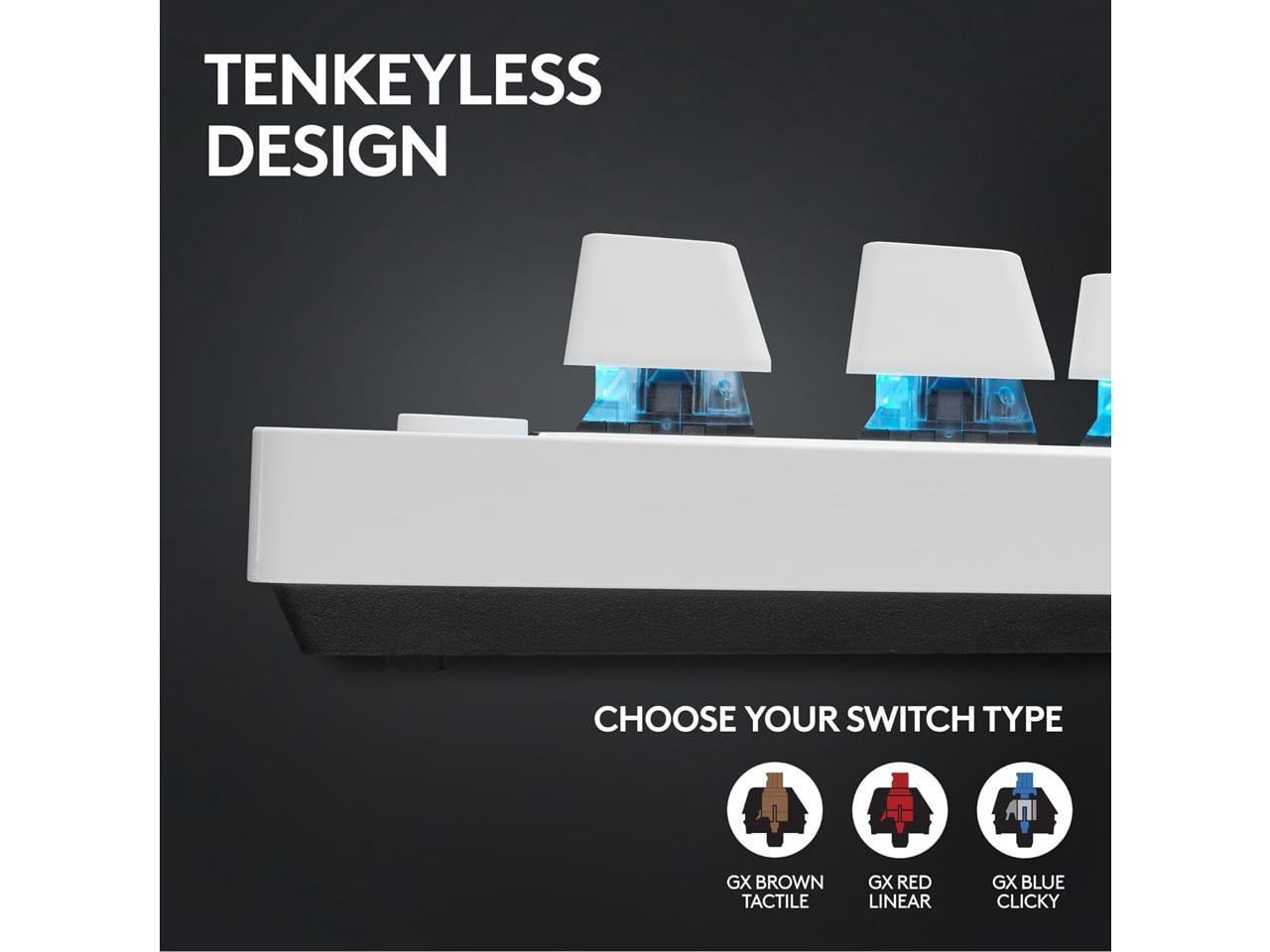 Logitech G PRO X TKL Lightspeed Wireless Gaming Keyboard, Ultra-Portable Tenkeyless Design, LIGHTSYNC RGB, PBT keycaps, Tactile Switches (GX Brown) - White