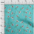 thumbnail image 1 of oneOone Cotton Poplin Twill Turquoise Blue Fabric Flower & Leaves Watercolor Dress Material Fabric Print Fabric By The Yard 56 Inche Wide, 1 of 4