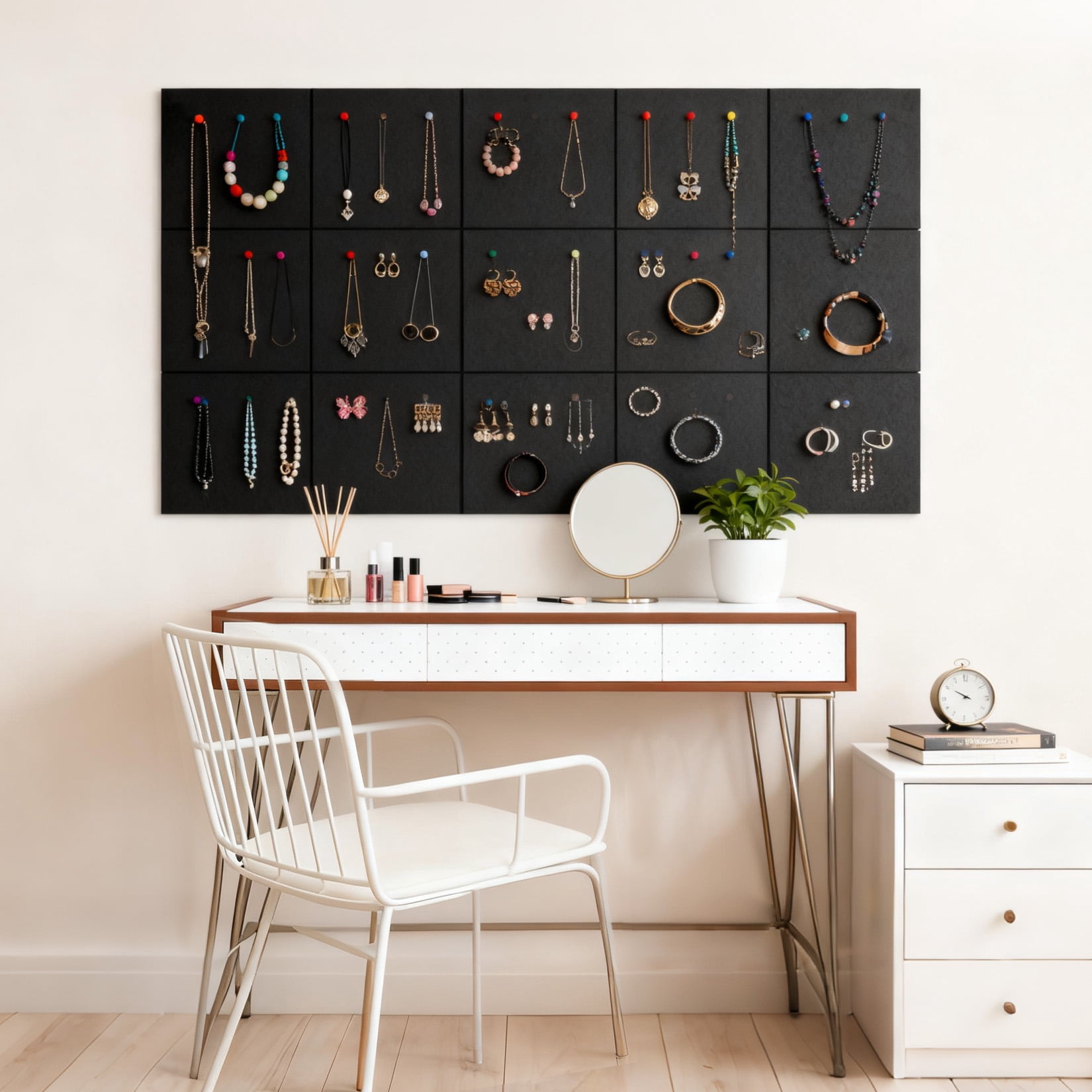 15 Pack Felt Bulletin Board Tiles, 11.8 x 11.8 inch Self-Adhesive Pin Board Panels with 30 Push Pins, Thick 0.35 inch Sound Absorbing Wall Tiles for Office, Home & Classroom, Black