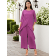 thumbnail image 2 of DARING DIVA Women's 2 Piece Chiffon Sets Dressy Pantsuit High Low Top Outfit M Purple, 2 of 8