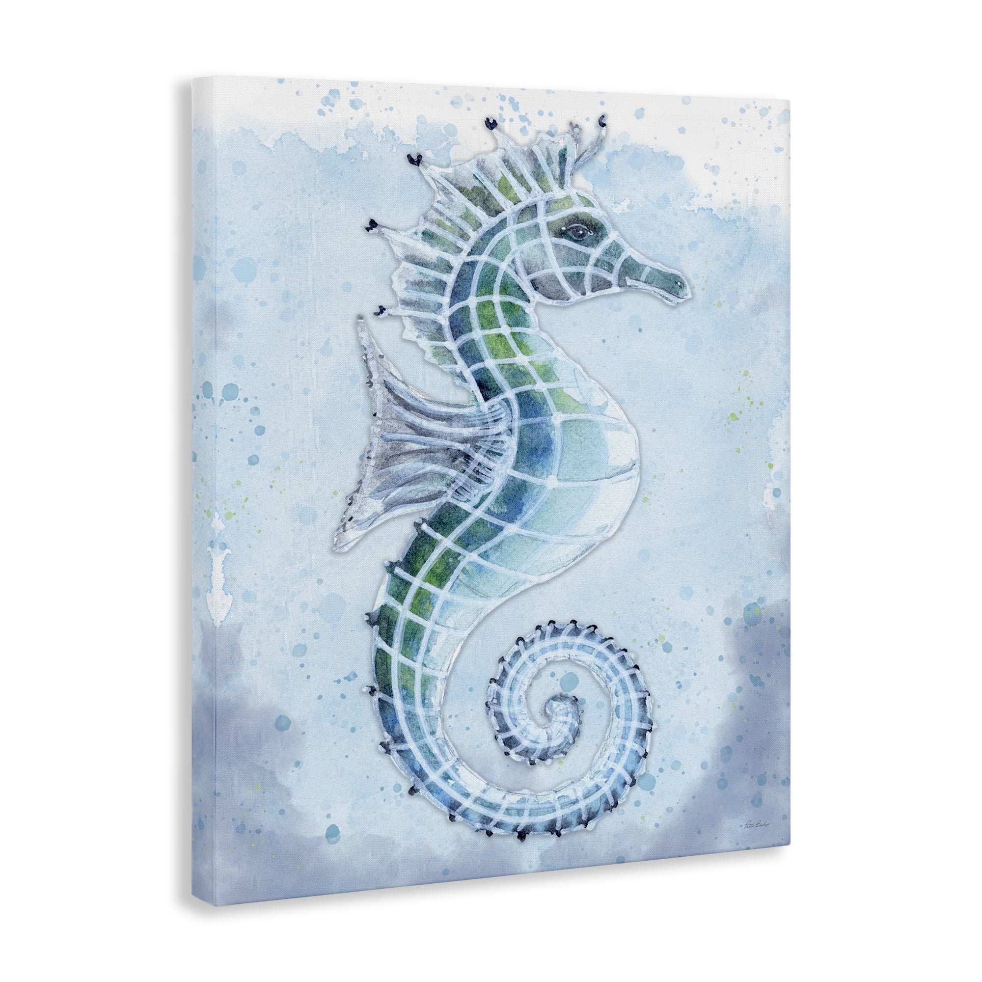 Stupell Industries Stained Glass Seahorse Nautical & Beach Painting Wrapped Canvas Art Print Wall Art, 30 x 40