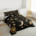 thumbnail image 3 of Feelyou Bohemian Starry Sky Queen Comforter Set for Kids, Black Gold Stars Bedding Sets, Psychedelic Sun Moon Reversible Bedding Comforter Set, Microfiber Bedroom Decor, 3-Piece, 3 of 8