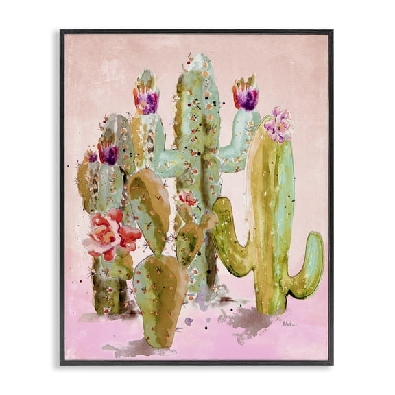 Stupell Industries Eclectic Fun Floral Cacti Black Framed Giclee Art, 11 x 14, by Patricia Pinto