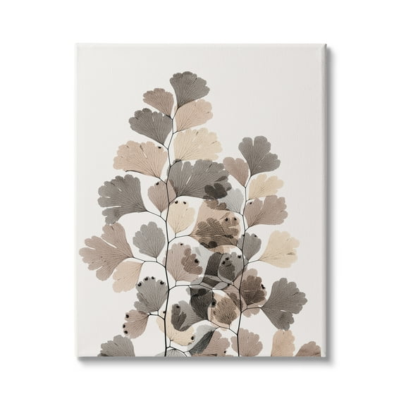 Stupell Industries Modern Ginkgo Leaf Arrangement Translucent Brown Grey Leaves, 36 x 48,Design by Albert Koetsier