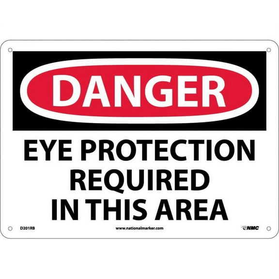 NMC Signs D201Rb, Danger Eye Protection Required In This Area Sign, 10 X 14, Rigid Plastic .050