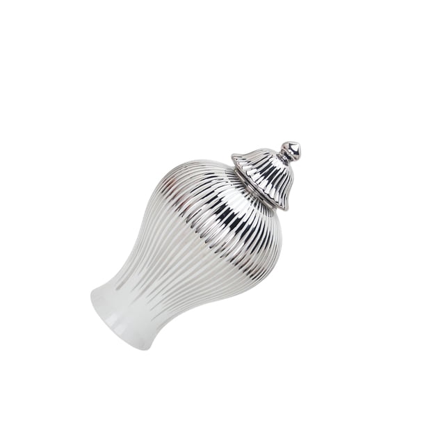 Ounissouiy Jarrón de galvanoplastia de cerámica, maceta de jengibre, maceta para sala de estar, figurita de borde plateado, jarrón de encimera Suministros de cerámica y alfarería