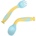 thumbnail image 1 of Baby Fork and Spoon Set with 360° Bending PP Material Green Color Easy to Hold AntiSlip Handle for Baby Use, 1 of 3