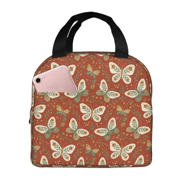 Butterfly Insulated Lunch Bag,Vintage Lightweight Lunch Box Portable Thermal Picnic Cool Bags ,Work,Office,Picnic,Camping