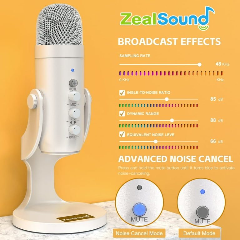 ZealSound USB Mic, Condenser PC Mic, Plug & Play for Gaming