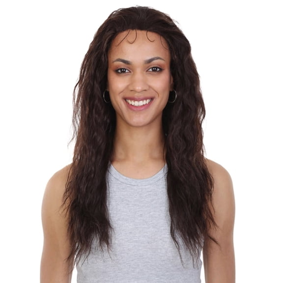 LUXLUXE Bianca 22-inches 100% Human Hair 3½"×13 HD Lace Wig, Heat Resistant Fiber, (Dark Brown)