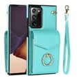 thumbnail image 1 of Wallet Case for Samsung Galaxy Note 20 Ultra, Back Card Slots/Bag Magnetic Button Ring Holder Stand Cover with RFID Blocking Wrist Hand Strap Luxury PU Leather Anti-Shocks Case,Mint, 1 of 9