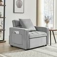 thumbnail image 4 of Jopath Convertible Sofa Chair Bed,3-in-1 Sleeper Sofa with Pull-Out Bed,Modern Velvet Single Sofa Chair with Reclining Backrest and Wide Armrest for Living Room Small Space,Gray, 4 of 13