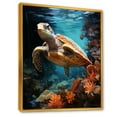 thumbnail image 2 of Designart "Mystical Marine Turtle Journey" Animals Turtle Floater Framed Canvas Art Print, 2 of 5