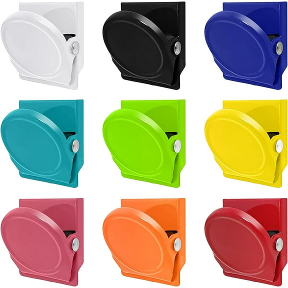 9PCS Fridge Magnetic Clips, Strong Metal Magnetic Clips, Whiteboard Magnet Clips Multicolor Refrigerator Magnet Clips for Home Office Classroom Picture Memo Note
