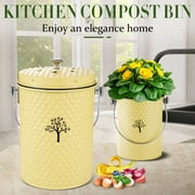Countertop Compost Bin Kitchen,Odor Resistant Indoor Compost Bin with Lid and Compost Bags,Compost Bucket Composter Container for Food Waste,Yellow
