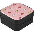 thumbnail image 3 of SKYSONIC Strawberry Travel Jewelry Box PU Leather Jewelry Organizer Ideal Gift for Women Girls, Portable Mini Jewelry Travel Case for Stud Earrings Rings Necklaces Bracelets, 3 of 7