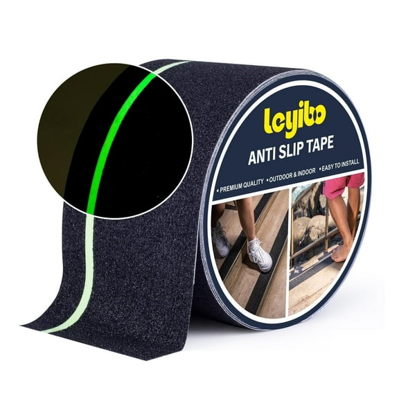 Anti Slip Grip Tape, Non-slip Traction Tapes with Glow in the Dark Reduce the Risk of Slipping for Indoor or Outdoor Stair Tread Step and Other Slippery Surfaces - Keeps You Safe, 4" x 42"Ft