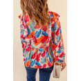 thumbnail image 1 of POGLIP Women's Multicolor Paint Print Ruffled Detail Loose Blouse, 1 of 6