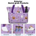 thumbnail image 2 of Tote Bag for Women - Purple Halloween Pattern Shoulder Bag - Large Utility Work Duffle Bag with Zipper Handbag for Travel, Work, Sprots, 2 of 5