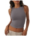 thumbnail image 1 of Débardeur Court Sans Manches à Col Rond pour Femmes en Nylon Spandex, Été, Décontracté, Basique, pour Adolescentes, Haut de Sortie, 1 of 5