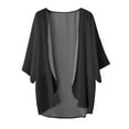 thumbnail image 3 of DuoJiaJ Womens Solid Elegant Puff Sleeve Chiffon Cardigan Loose Cover Up Casual Blouse Tops Plus Size Cardigan For Women Black, 3 of 3