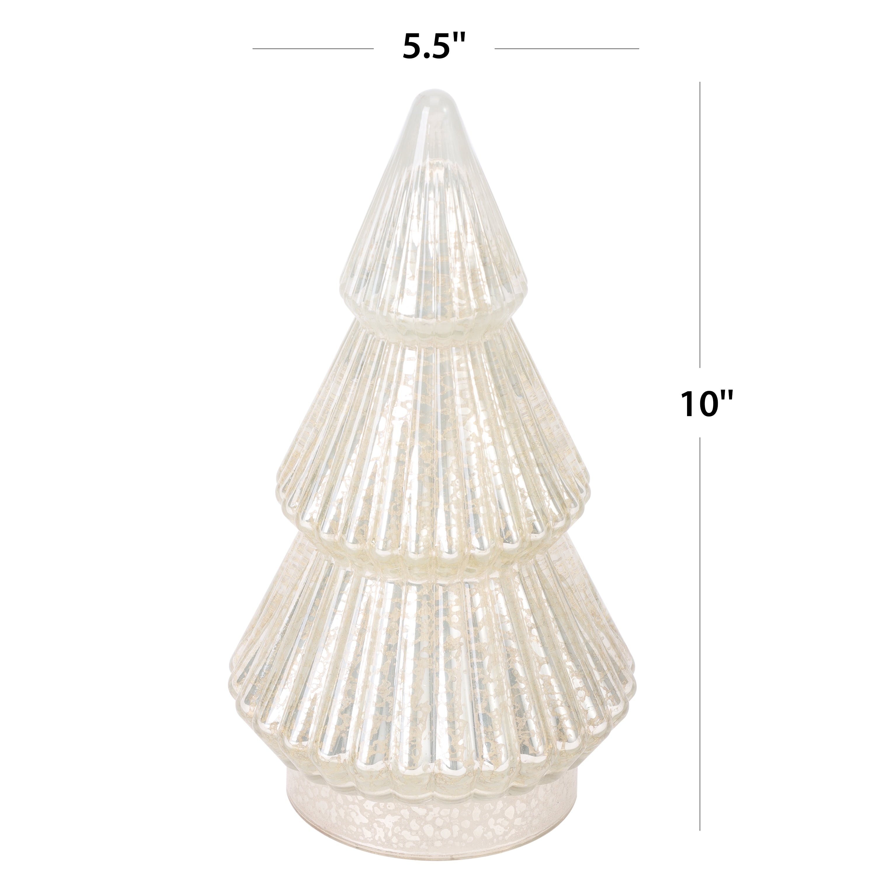 Better Homes & Gardens 10‘’  Decorative Tabletop Christmas Tree in Mercury Ribbed White Glass, Small