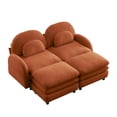 thumbnail image 5 of Teddy Fabric Cloud-like 2-Seat Sofa,Curved Backrest and Armrest with Curved Lumbar Pillows, Sectional 2 Seater Modular Couch with 2 movable Ottomans and Supportive Double-layer cushion,Orange, 5 of 5