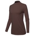thumbnail image 2 of A2Y Women's Basic Solid Soft Cotton Long Sleeve Mock Neck Top Shirts Americano M, 2 of 5