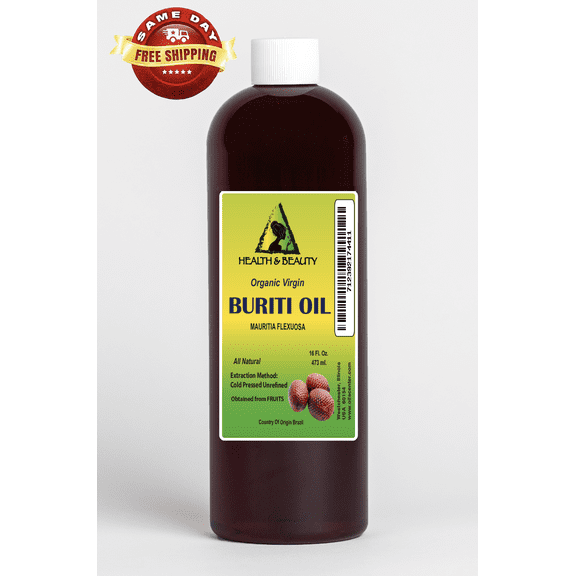 Buriti Exotic Fruit Oil Unrefined Organic Virgin Carrier Cold Pressed 100% Pure 48 oz