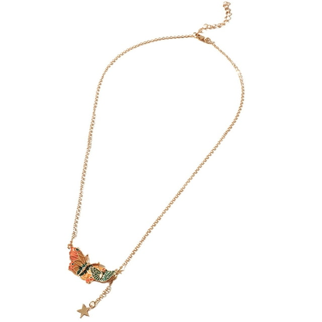 Pendentif Papillon Étoile - Chaîne Collier Charme Collier pour les Femmes Filles
