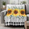 thumbnail image 2 of Sunflower Blanket Soft Cozy Warm Throw Blanket for Couch, Plush Fuzzy Flannel Fleece Blankets for Sofa, Yellow Floral Black Plaid Eucalyptus Leaves Bed Blankets Lightweight Gifts for Women, 30"x40", 2 of 9
