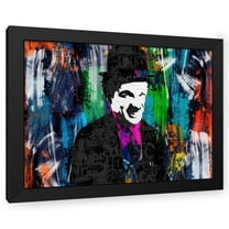 Stephen Chambers 24x19 Black Modern Wood Framed Wall Art Titled - Charlie Chaplin 1