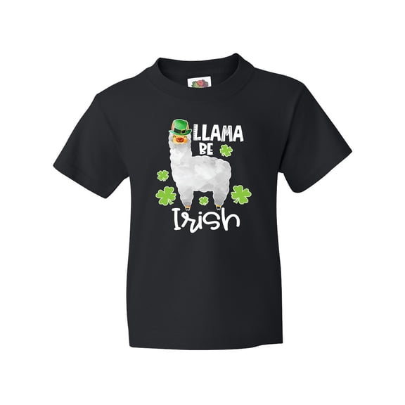 Inktastic St. Patrick's Day Llama Be Irish with Green Shamrocks Youth T-Shirt