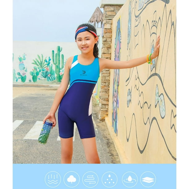 AAMILIFE Vintage Prefessional One Piece Swimsuit for Girls Swimwear Short  Trunks Children Competitive Solid Swimming Bathing Suit Kids 