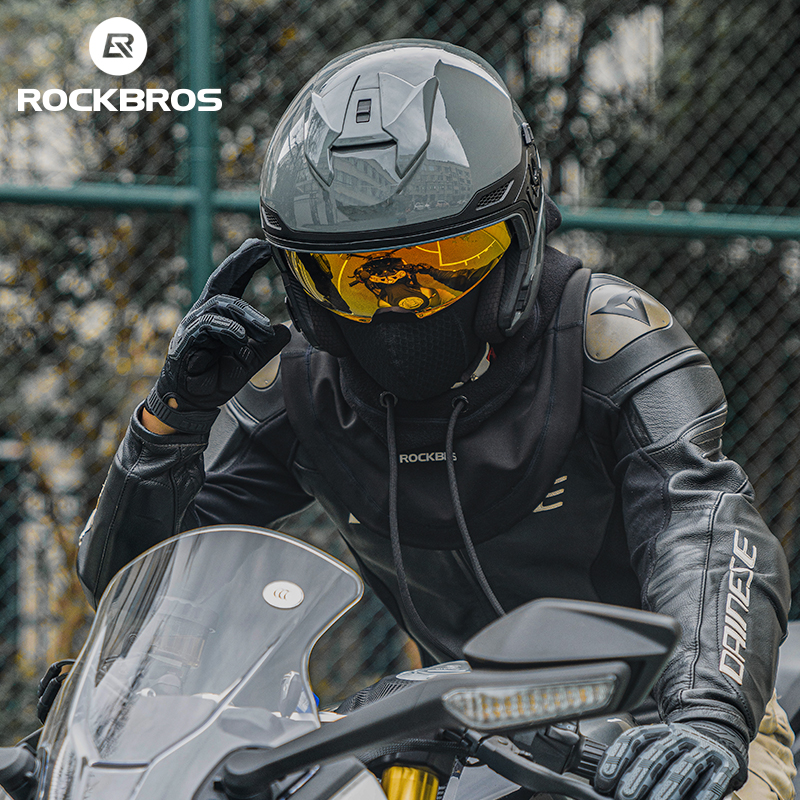 ROCKBROS Winter Balaclava Fleece Head Covers Cycling Style Warm Thickened Hood with Built-in Replaceable 3-dimensional Filter Double Protection