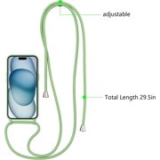 Crossbody Case for iPhone 15 Pro with Lanyard Strap Adjustable Rope, Liquid Silicone Soft Cover for iPhone 15 Pro 6.1 inch-Dark Grren