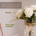 thumbnail image 4 of NiHome Artificial White Roses in Elegant Clear Glass Vase, Realistic Silk Flowers with Heart and Ball Pendants for Dining Table, Coffee Table, Farmhouse, Bathroom, Living Room and Home Office Décor, 4 of 7