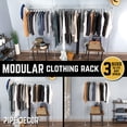 thumbnail image 6 of PIPE DECOR 115" Galvanized Steel Wall- and Floor-Mounted Modular Pipe Clothing Rack Kit, DIY Industrial Open Wardrobe for Home or Retail Spaces, 6 of 10