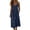 Navy, variant on Womens Spaghetti Strap V Neck Sleeveless Midi Dress Button Down Low Back Casual Loose A Line Cami Dress with Pockets Summer Sundress Blue