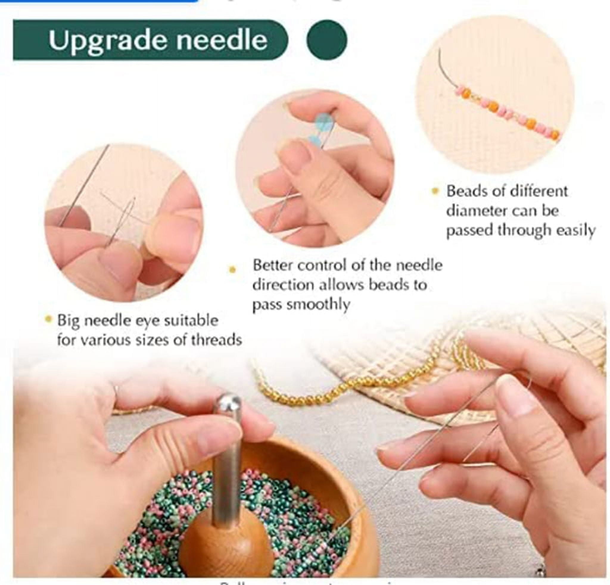 Wooden Bead Spinner Loader DIY Making Bead Spinner Bowl with Long Beading Needle, Bowl for Jewelry Making Easy to Use