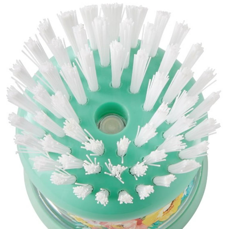 The Pioneer Woman 2-Piece Plastic Soap Dispensing Dish Wand and Palm Brush Set, Sweet Rose, Size: 2pk