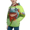 thumbnail image 2 of Uemuo Flying Frog On Branch Pattern Hooded Sweatshirt for Youth Pullover with Kangaroo Pocket Trendy youth sweatshirt Casual Hoodie for Boys and Girls-X-Large, 2 of 6