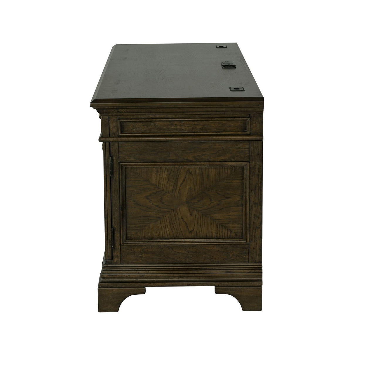 66 Inch Wood Executive Desk 4 Drawers Keyboard Tray Power Outlet Brown