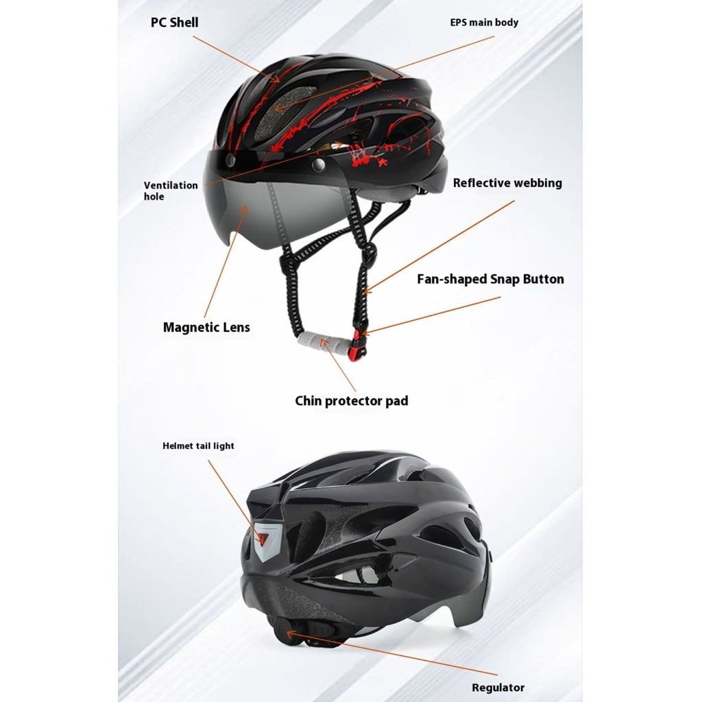 MOMOJIA Bicycles Helmets with LED Light & Goggles Cycling Helmets Comfortable Lining Breathable Cycling Helmets for Outdoor