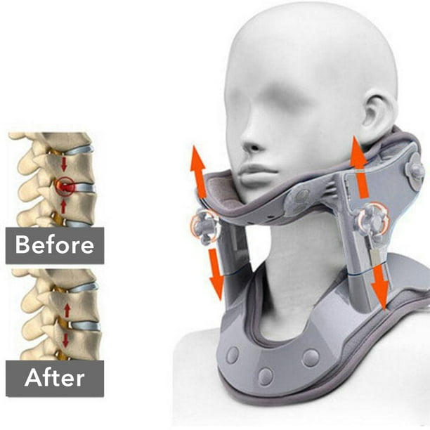 Dispositivo de tracción Cervical para alivio del dolor de espalda, Camilla ajustable calentada, Corrector de columna vertebral, soporte para el cuello, ortesis