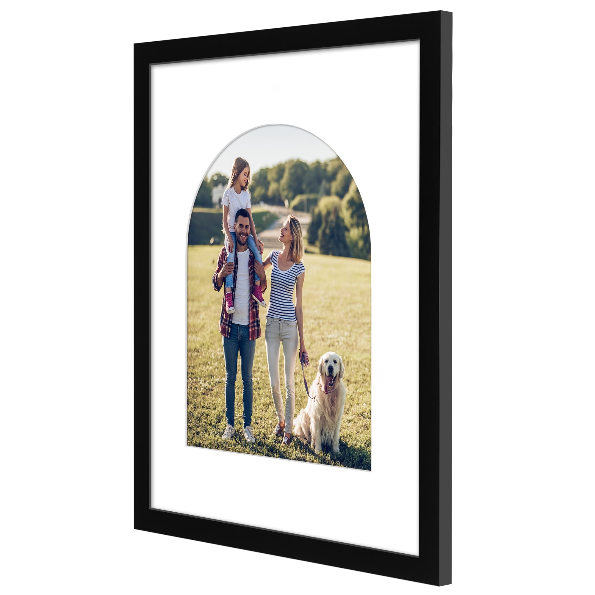 Americanflat 16" x 20" Picture Frame with Arch-Shaped Mat - Black