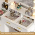 thumbnail image 4 of Afuhokles Glass Top Vanity Desk with Mirror and Lights, Makeup Vanity with Lights, Charging Station, 8 Drawers, Acrylic Dividers and Shelves, White, 4 of 8