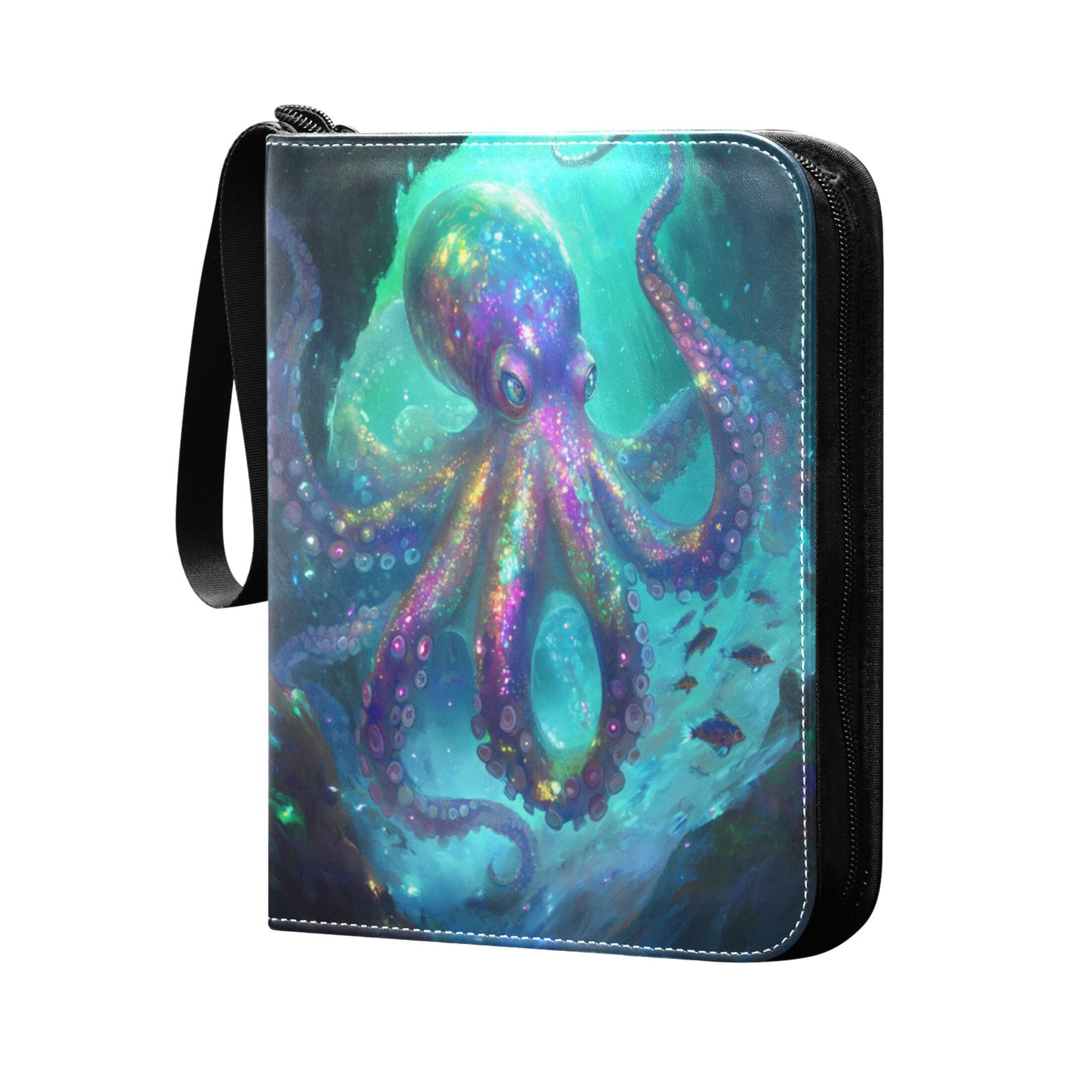 ALAZA Magic Octopus Sea Trading Card Binder 4 Pocket Cards Collection Album 400 Folder Holder